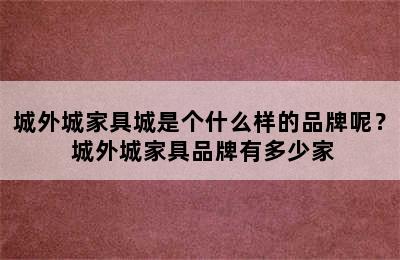 城外城家具城是个什么样的品牌呢？ 城外城家具品牌有多少家